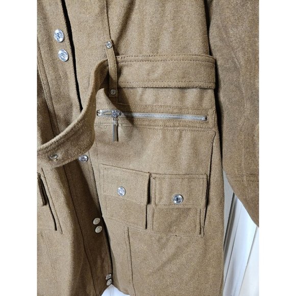 Rocawear Trench Retro Hip Hop 90s Hooded trench Coat Size 2XL Wool Blend Womens - Picture 2 of 16